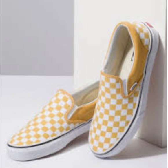 mustard checkerboard vans
